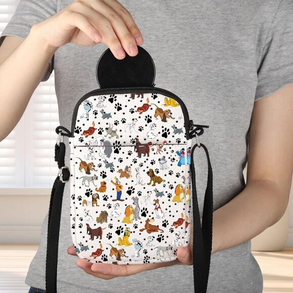 Dog Lover Crossbody Bag Cartoon Puppy Gifts Waterproof Canvas Unisex - Picture 7 of 7